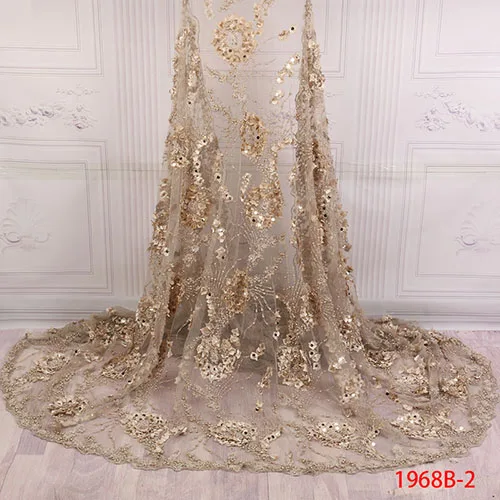3D кружевная ткань, высокое качество, африканская кружевная ткань с бисером ручной работы, свадебное платье, французская кружевная ткань, XZ1968B-1 - Цвет: picture 2