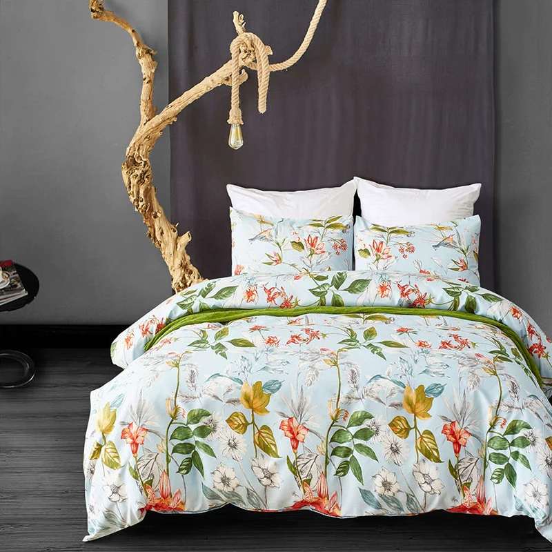 LANGRIA Luxury Plants Flowers Floral Print Bedding Sets 2/3 pcs Duvet Cover Sets Pillowcase Bedroom Decor 6 Sizes