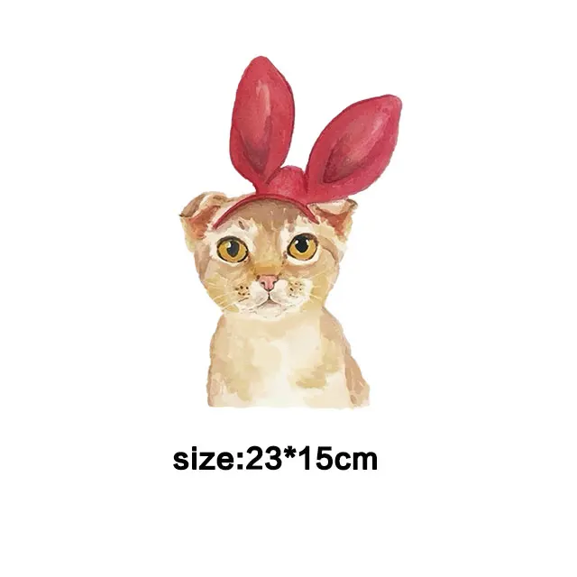 Cat rabbit iron on теплопередача для девочек одежда патч ручной работы Переводные термоколлагенты футболка аппликация утюгом наклейки ropa - Цвет: Lovely Rabbit-1
