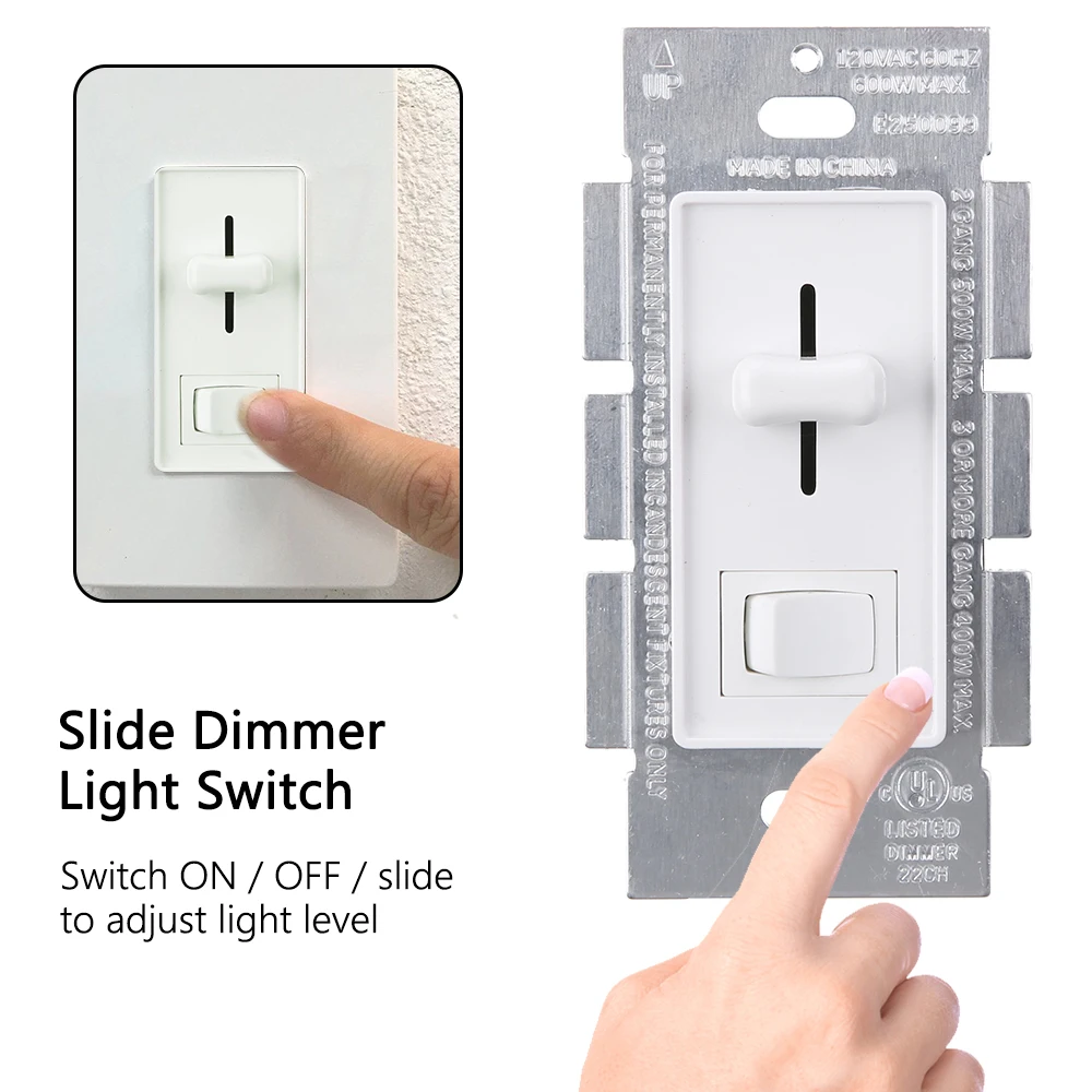 New Arrive 110 120V AC Slide Dimmer Light Switch ON / OFF / slide