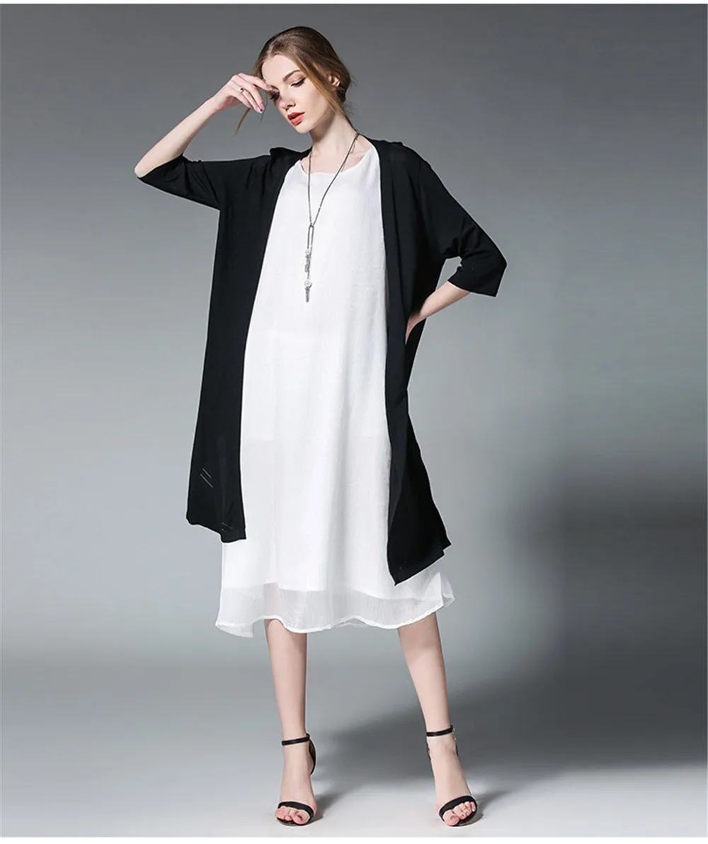 Fashion White Women Long Tank Dress 2017 New Summer Autumn Retro Sleeveless Chiffon Designs Casual Dresses Slim Plus size XXXXL (17)