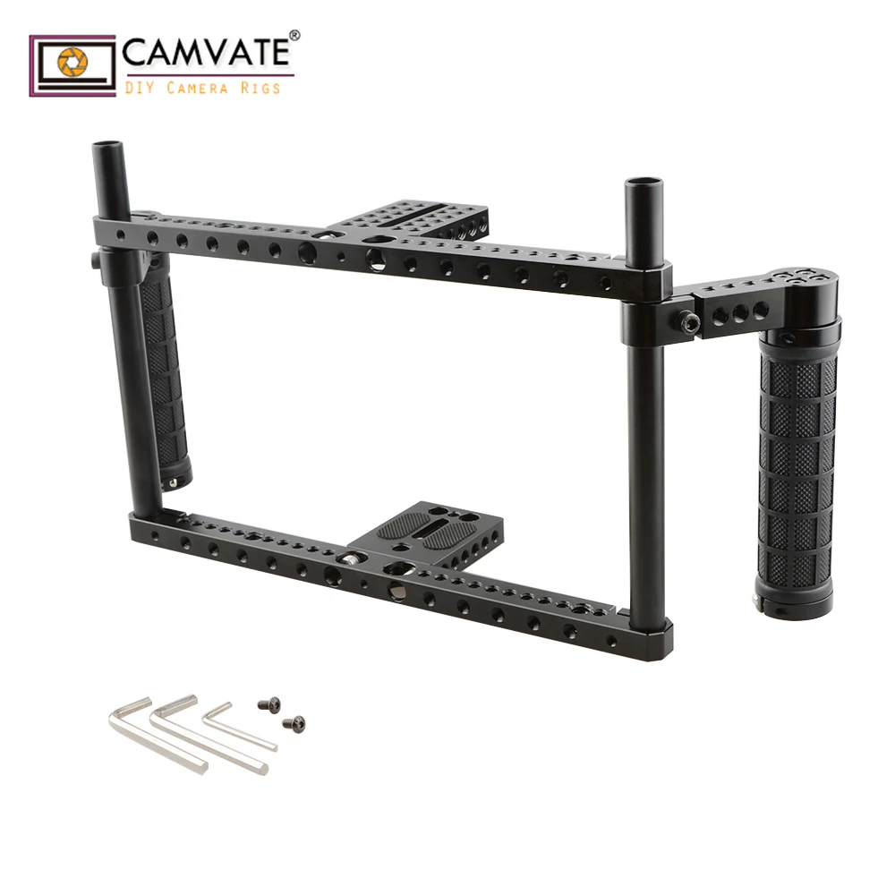 

CAMVATE Full-frame Aluminum Alloy Camera Cage With 2 Rubber Handles For Large-sized DSLR camera photography accessories C1845