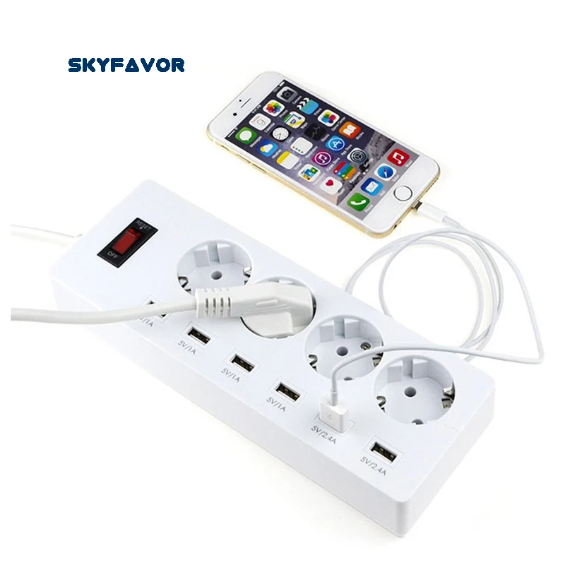 многофункции евро Сетевой фильтр питания с 6 USB порта и 4 розетки расширения для