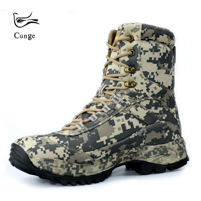 Outdoor Camouflage Hiking Shoes Boots Army Desert Military Tactical Boots Shoes Waterproof Anti-skid Combat Boots High/Low
