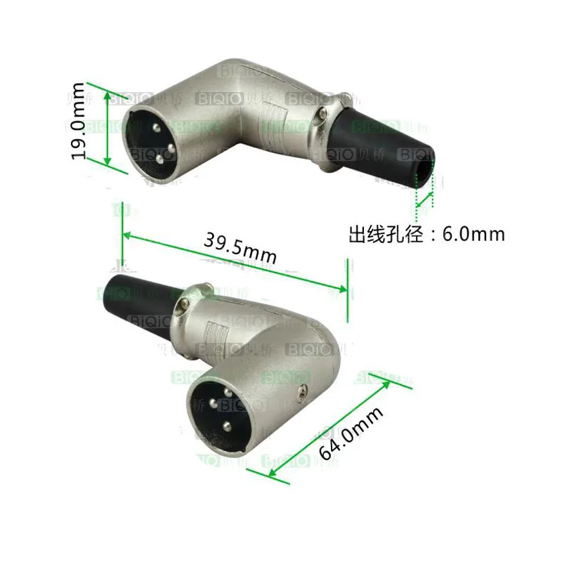 1PC Cannon male Cannon male plug 90 degree welding mixer power amplifier microphone line elbow