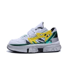 Мужская обувь для папы, мужские массивные кроссовки, разноцветная сетчатая Лоскутная Повседневная обувь для пар, удобная Черная Мужская обувь для отдыха, 44