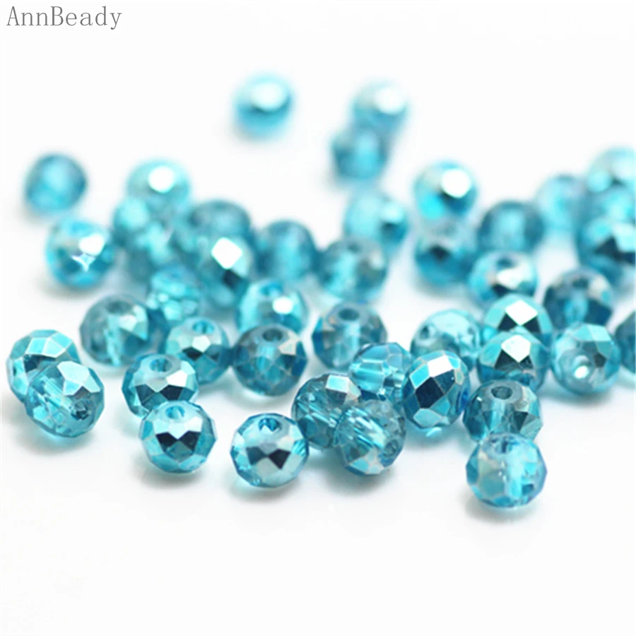 

AnnBeady New Lake blue Color 3*4mm 145pcs Rondelle Austria faceted Crystal Glass Beads Loose Spacer Beads For Jewelry Making