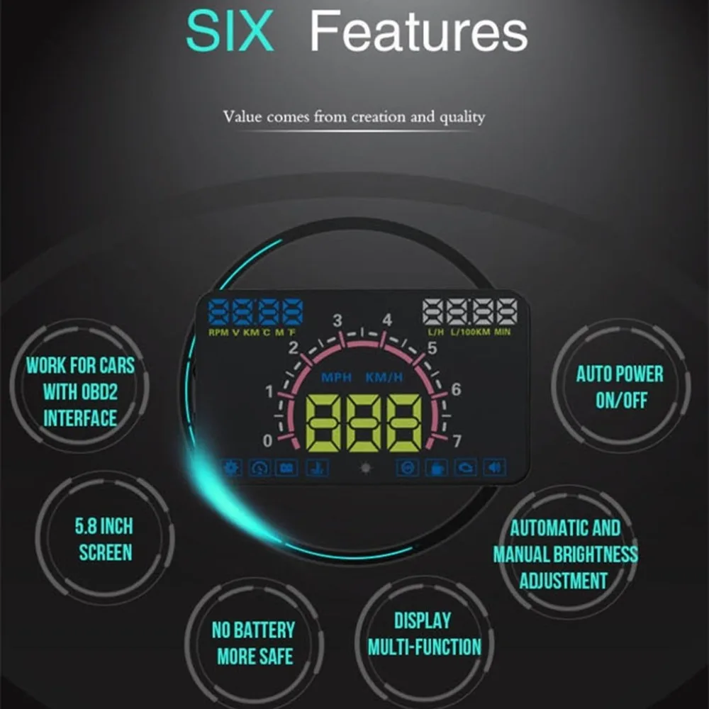 

5.8-Inch OBD II Universal Hud Head Up Display Windshield Projector Hud Projector OBD2 EUOBD Car Driving Speed Meter