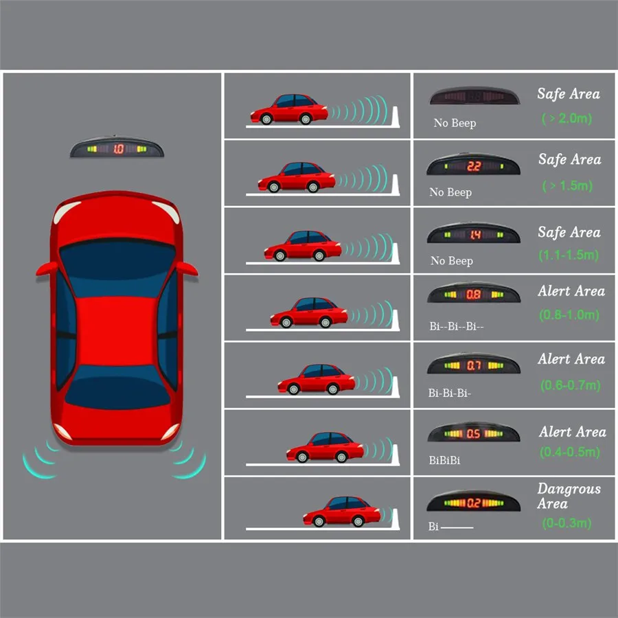 Fonwoon беспроводные датчики парковки для автомобиля реверсивный радар монитор звонок с зуммером 4 Датчики парковки системы Led подсветка дисплей