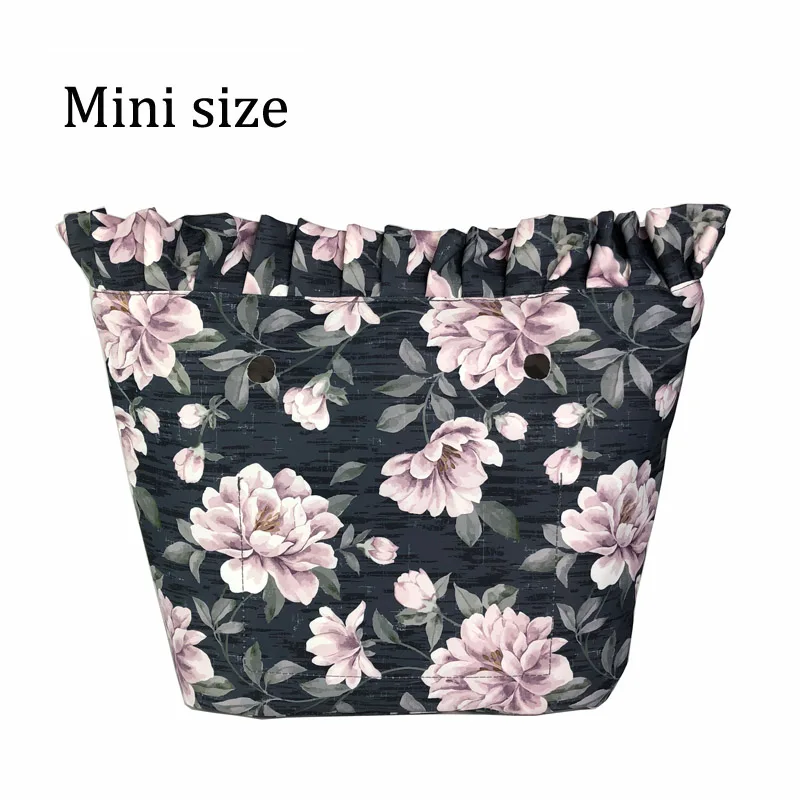 Цветочный кайма подкладка красочный принт водонепроницаемый карман на молнии для классического мини Obag холст покрытие вставка для O Мешок - Цвет: Floral  Mini 11