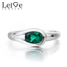 Leige Jewelry Emerald Silver Ring Wedding Ring May Birthstone 925 Sterling Silver Fine Jewelry Gifts Green Gems Female Rings