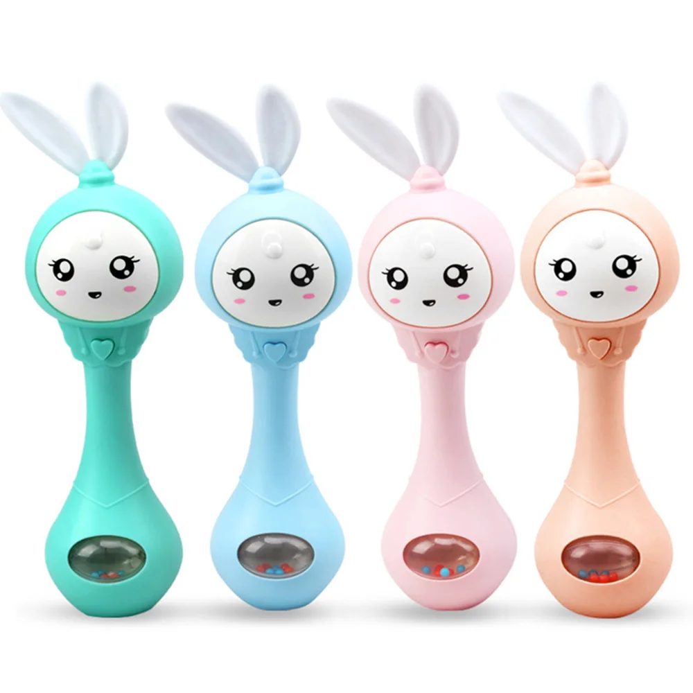 

Cute Rabbit Shape Baby Infants Teether Music Light Shaking Rattle Hand Bell Toy
