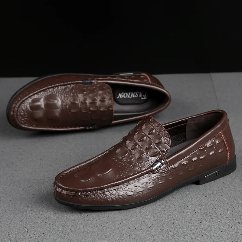 Обувь мужские лоферы; Кожаные Мокасины в стиле крокодиловой кожи; обувь без шнуровки на плоской подошве; обувь для вождения лодки; классическая мужская обувь; chaussure homme; размеры 38-46
