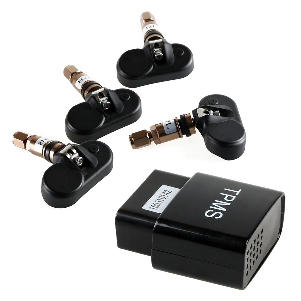 

TPMS Mobile Phone APP Bluetooth Display Tire Pressure Alarm Monitor Systems 4 Internal Sensors OBD Interface