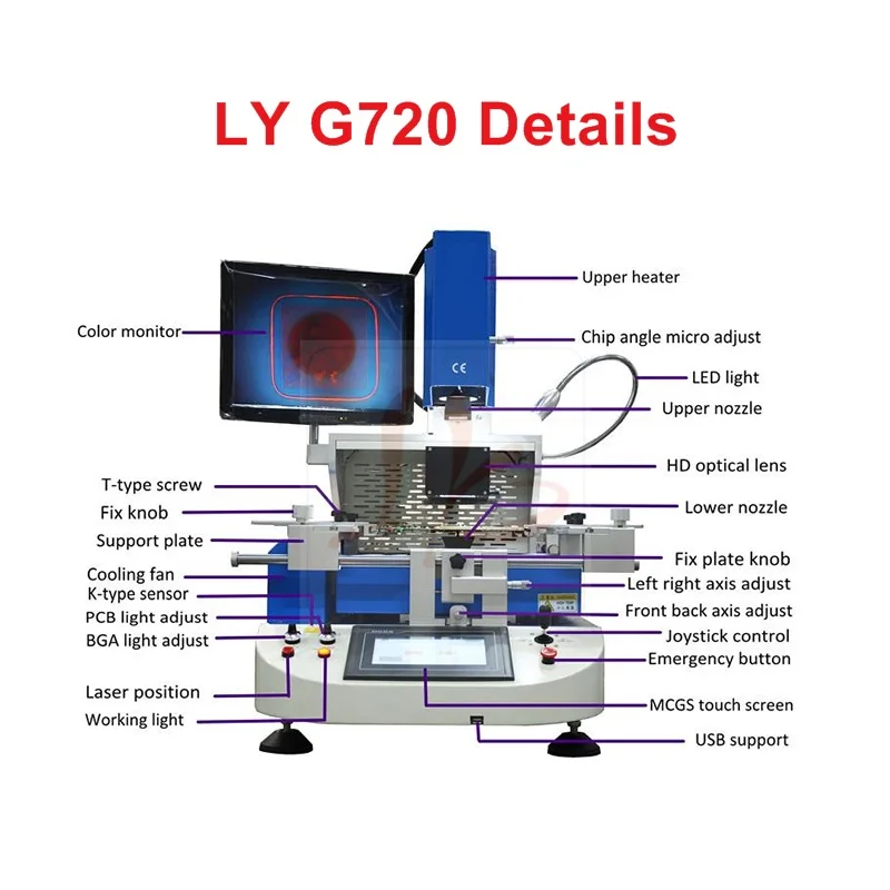 LY CE сертифицированная G720 BGA паяльная станция SMT паяльная установка полуавтоматическая выравнивание с Reball комплект для ноутбуков/игровых