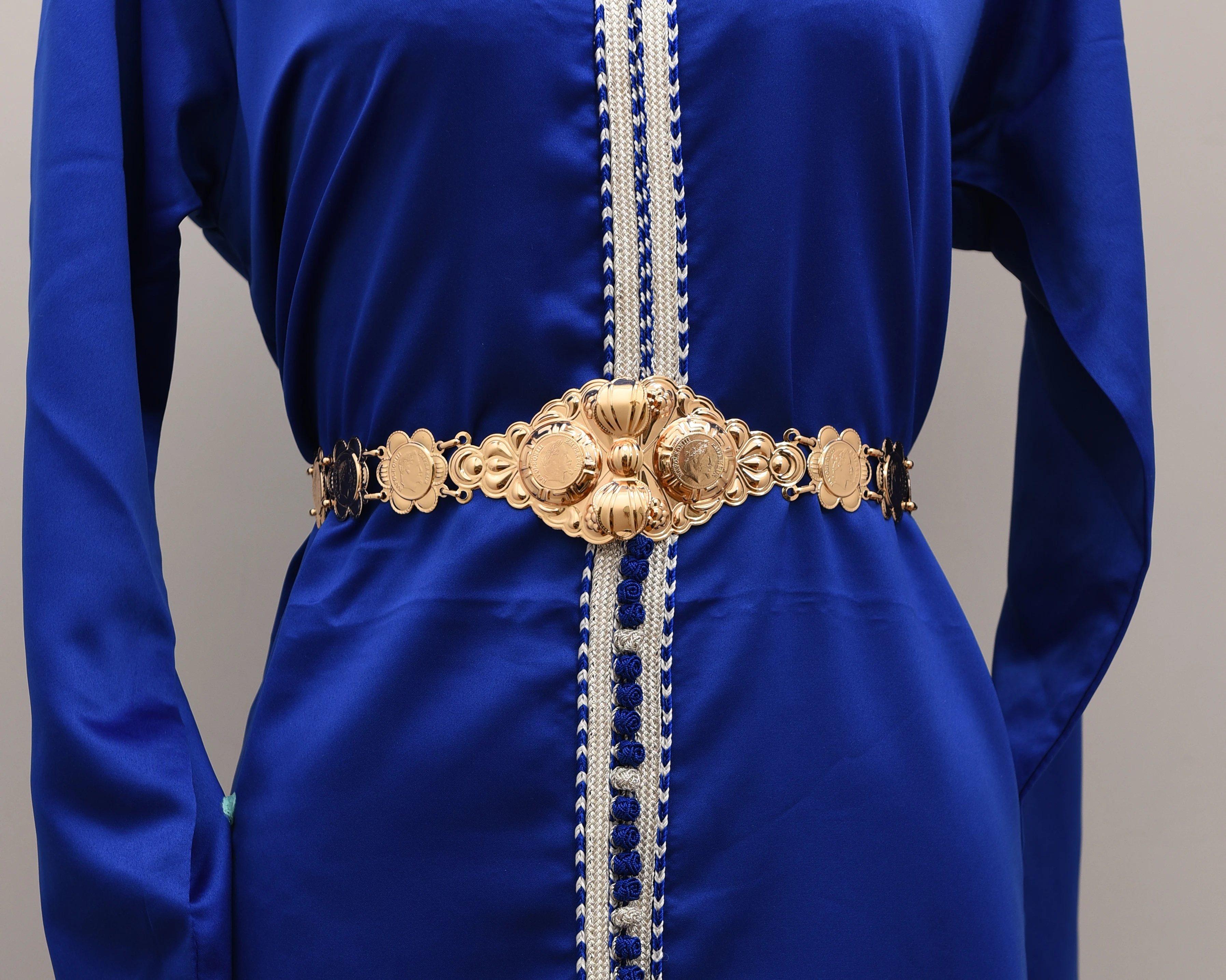 

Free shippping Moroccan Caftan wedding gold copper Metal coin belt for women