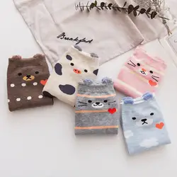 Женские хлопковые носки Модные Полосатые корейские Harajuku Kawaii милые с мультяшными животными Cat забавные осенние зимние носки * 35