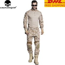 EMERSONGEAR Gen2 BDU Airsoft Combat Suit Tactical Shirt Pants with Elbow Knee Pads Military Hunting Clothes AOR1 EM6914