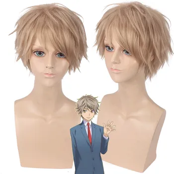 

Cosplay Kiss Him Not Me Yusuke Igarashi Nozomu Nanashima Hayato Shinomiya Asuma Mutsumi men wigs hair Short yellow hair