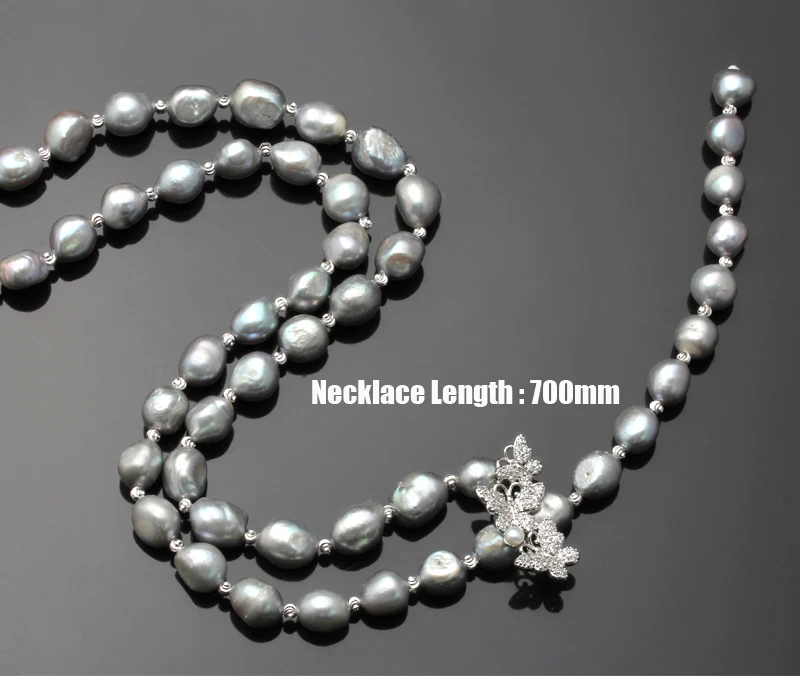 10mm Baroque Pearl Necklace Real Freshwater Cultured Long Pearl Necklace Fine Jewelry for Nice Lady Female Gift Hot Sale