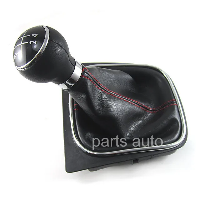 5 SPEED Leather Manual Gear Shift Knob Cover For VW GOLF 5 6 RABBIT