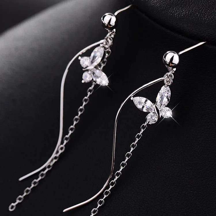 

TJP Product Pendientes Tassel Butterfly Earrings For Women 925 Silver Women Accessories Samsonite