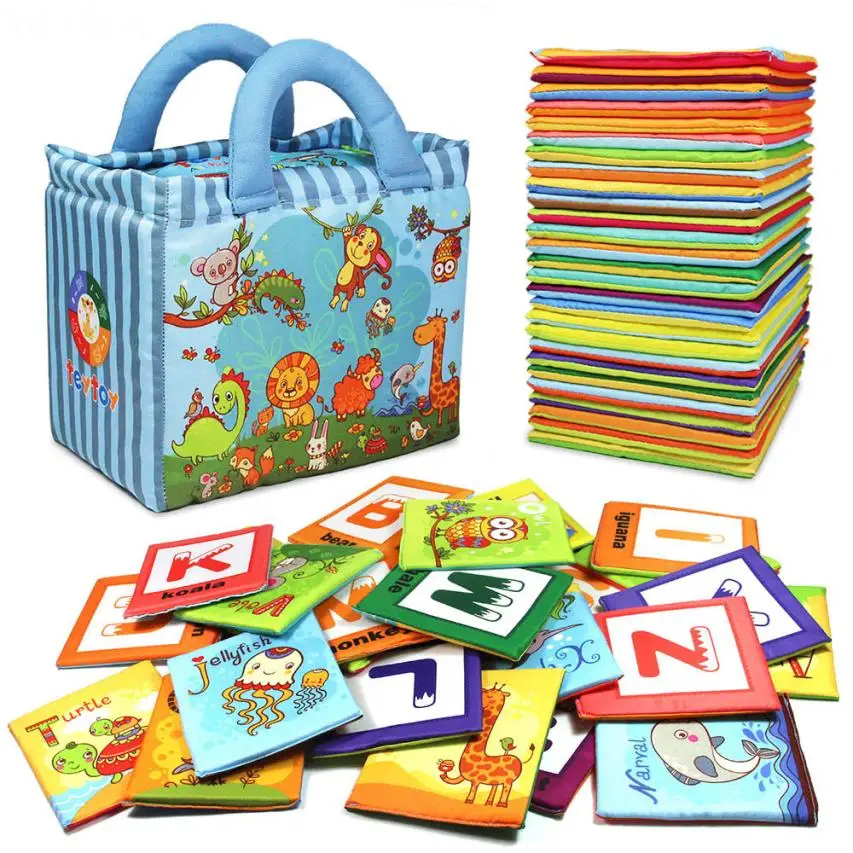 

26 PCS Montessori Early Learning Resources Educational Zoo Series Soft Alphabet Cards Cloth Bag Cloth Books My First Word Book