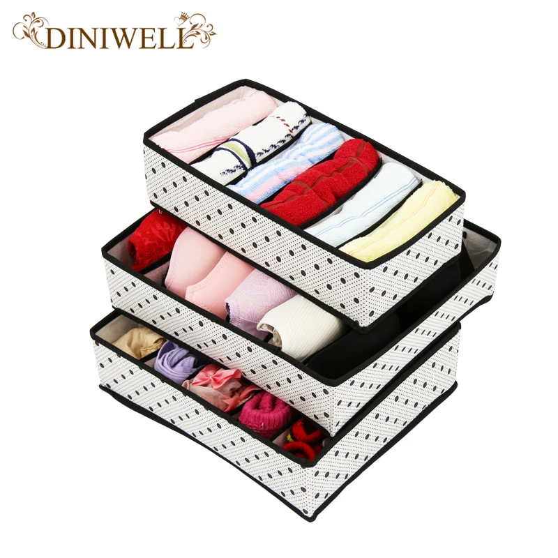 

DINIWELL One Set Non-woven Foldable Storage Box Drawer Divider For Tie Socks Underwear Organizer