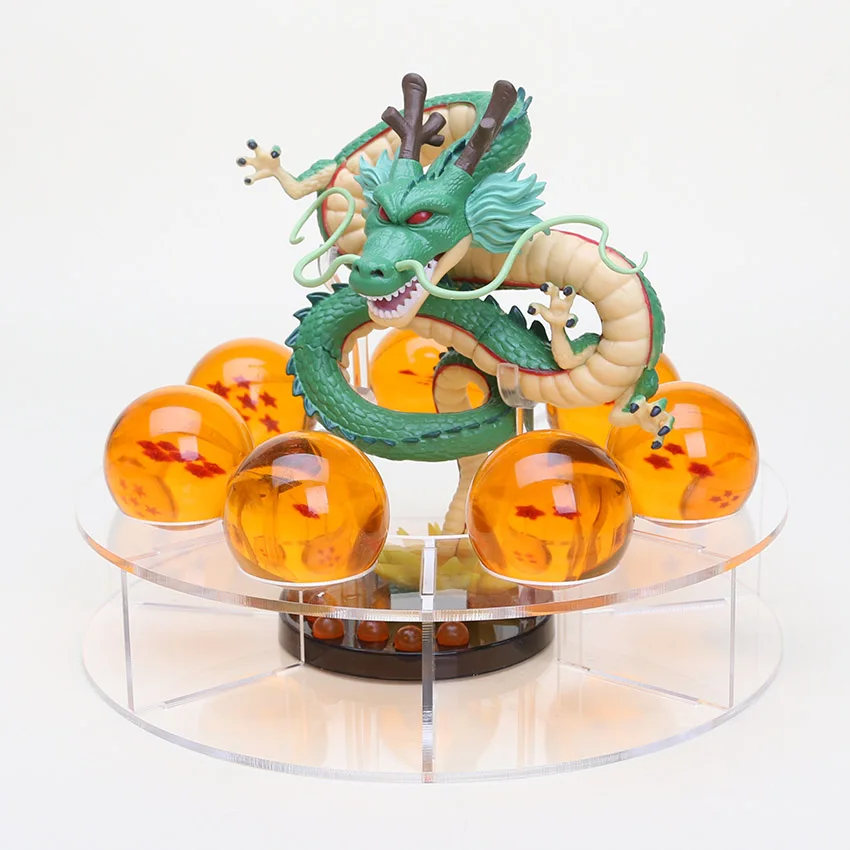 7 шт. 3,5 см Хрустальные драконы шары и 1 акриловая полка и 15 см Shenron Shenlong Dragon Ball Z фигурки с Драконий жемчуг набор