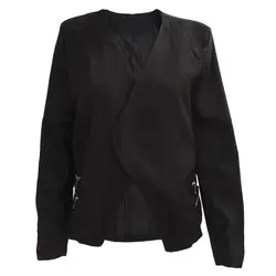 Винтаж для женщин основной тонкий костюм запахивающийся Блейзер Slim Fit Куртка Кардиган Верхняя одежда