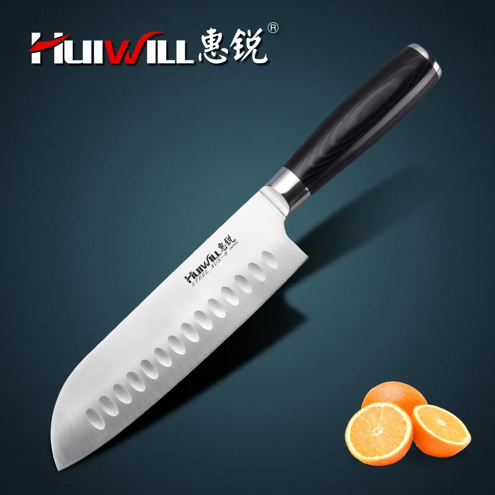Бренд HUIWILL, 7 дюймов, японский, австралийский, 8, нож сантоку из нержавеющей стали, кухонные ножи шеф-повара, универсальный нож, кухонные принадлежности