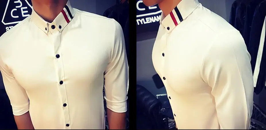M-3XL Горячая Летняя мужская новая мода пять рукав рубашка рукав стилист в Униформа Рубашка
