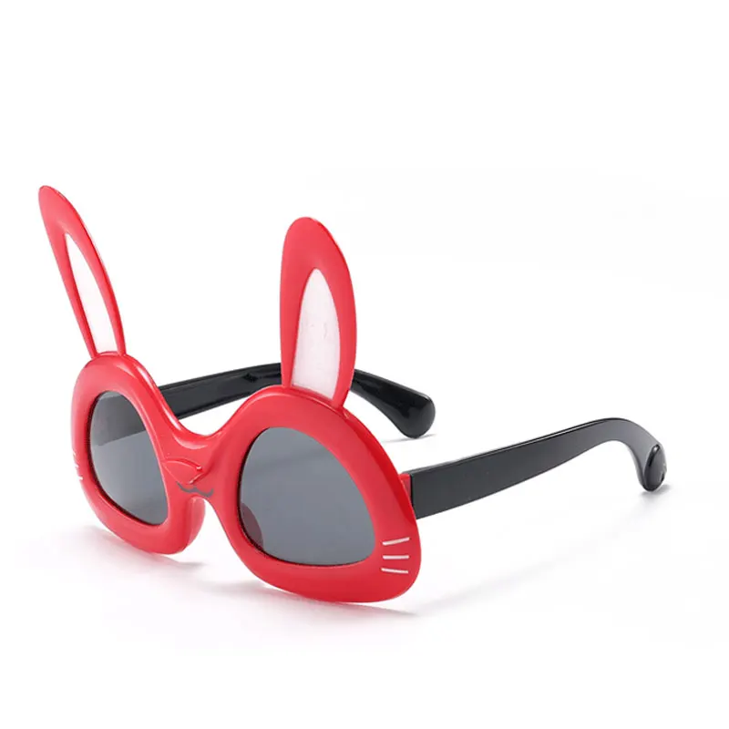 Прекрасный солнцезащитные очки с кроликом Детские поляризованные TR90 оправой в стиле ретро, модные очки для маленьких мальчиков мягкий безопасный для детей оттенки UV400 с чехлом - Цвет линз: C4