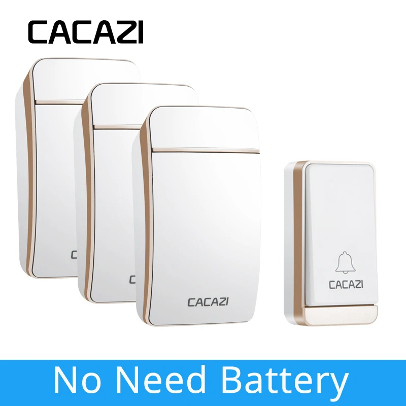 

CACAZI New FA12 Smart Self Powered Doorbell Wireless No Battery Waterproof Home Cordless AC 110-240V 200M Remote Control 38 Song