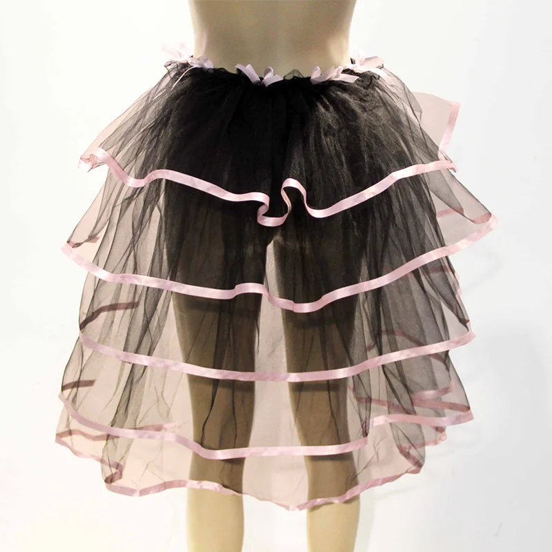 Women Sexy Club Long Tutu Skirt Party Queen Stripe Transparent Mesh Underskirt Female Pleated Tulle Petticoat Faldas Mujer Jupe