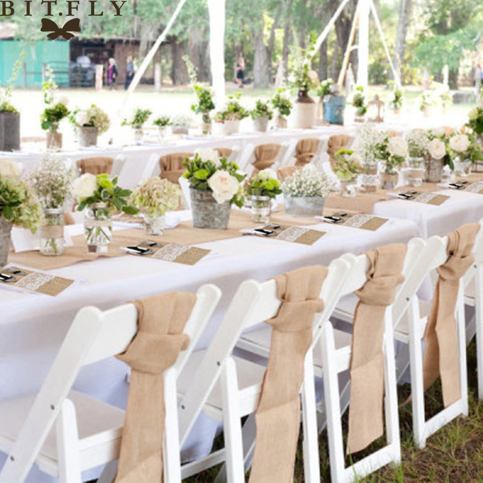 Mariage Chemin De Table Carre Chemin De Table Jute Coton Naturel