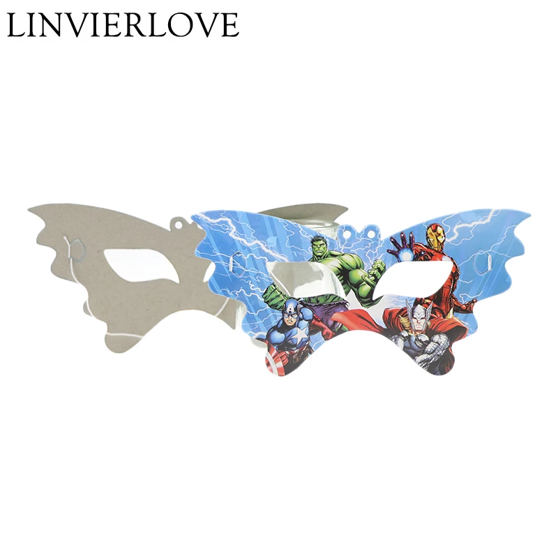 

10pcs/set Cartoon Avengers Paper Mask For Kids Birthday Party Photobooth Props Upper Half Face Mask Party Decor Supplies