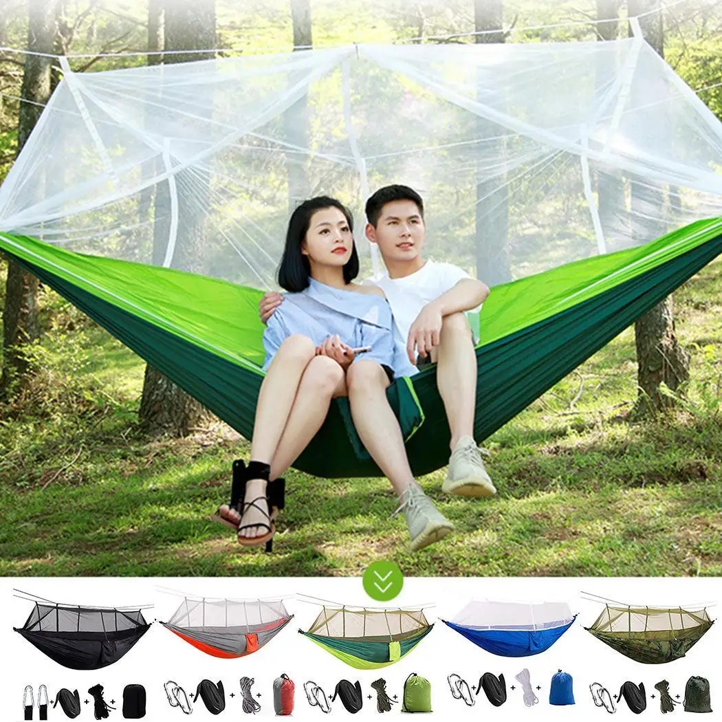 

Outdoor Hammock With Mosquito Net 210T Parachute Nylon Camping Aerial Tent travel Survival Hunting Sleeping Bed 13 color
