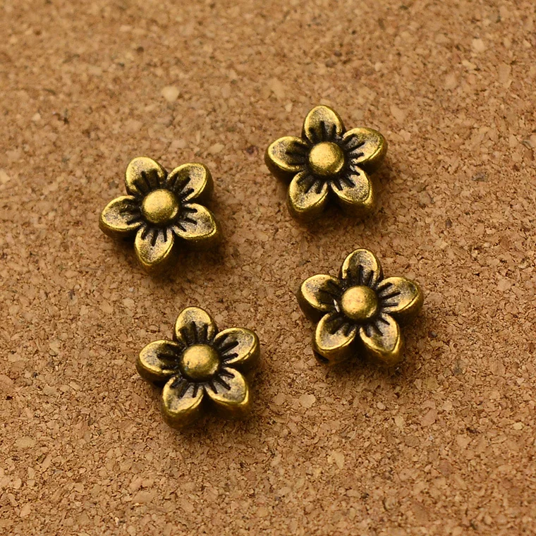 

Wholesale vintage 160pcs antique bronze flowers small hole bead charm diy jewelry Findings 1mm hola dia