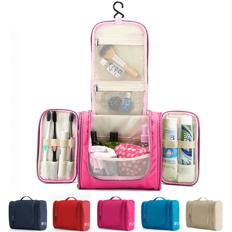 

Unisex large-capacity cosmetic bag Women Travel organizer polyester waterproof Portable hook Wash bag High quality beauty case