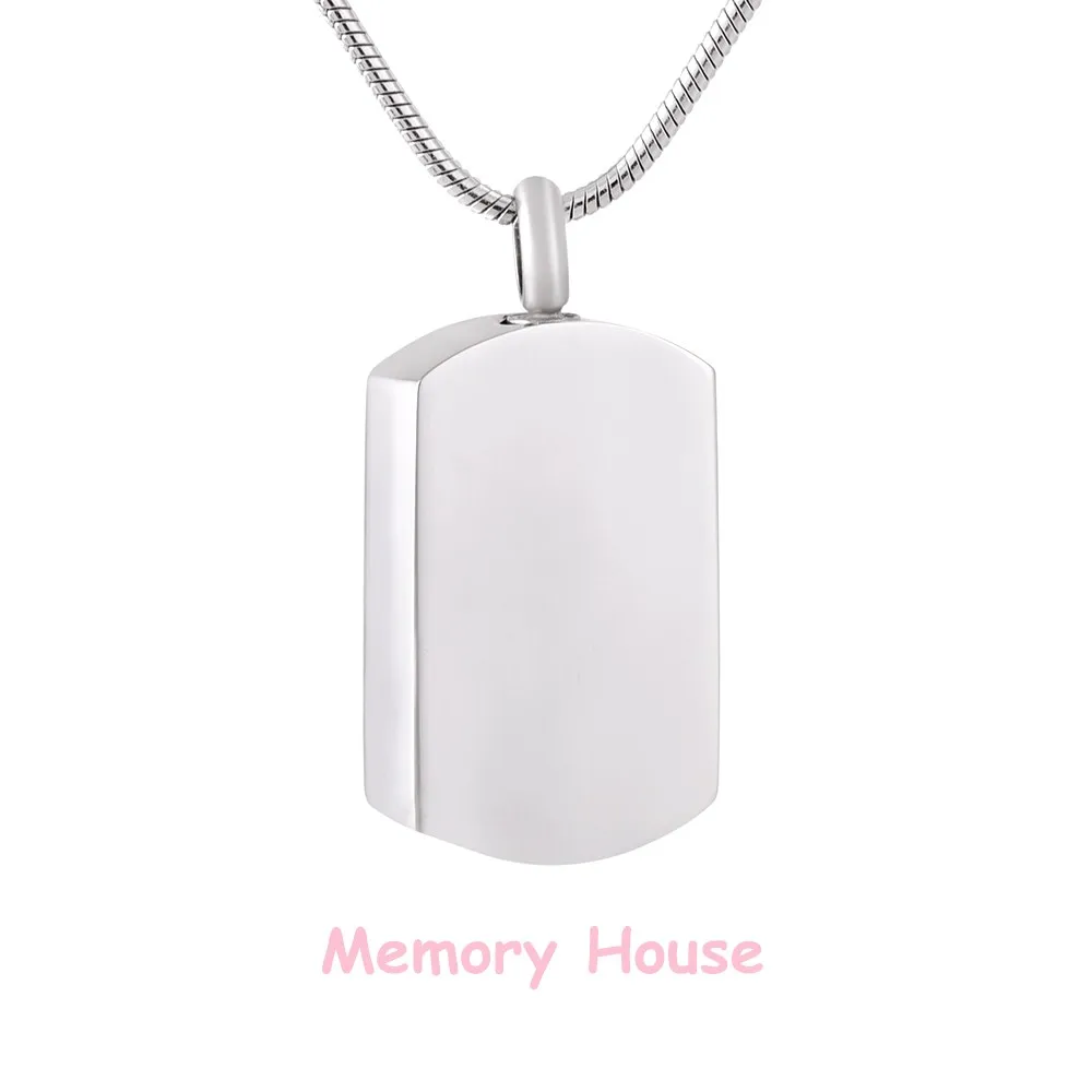 

IJD9852 High Polished 316L Stainless Steel Blank Dog Tag Cremation Jewelry Necklace - Engravable Memorial Keepsake Urn Pendant