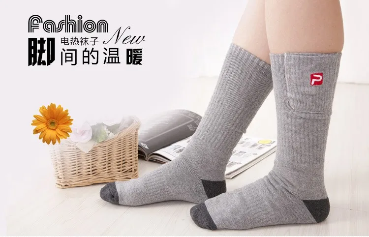 1 Pair Free Shipping 1.5V AA Battery Heating Men Thermal Socks Washable Women Winter Cotton Electric Heated Socks EUR Size 38-44