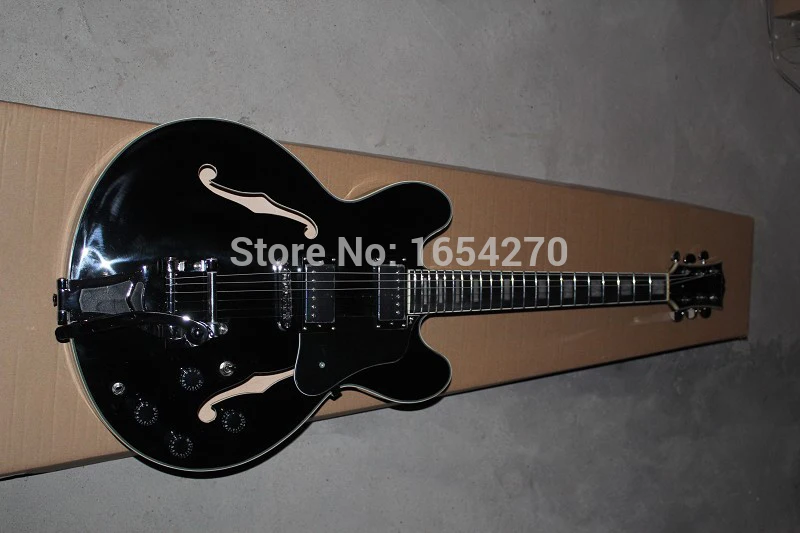

Free Shipping High Quality G Custom ES335 Jazz Guitar Semi Hollow Black Electric Guitar In Stock 151112