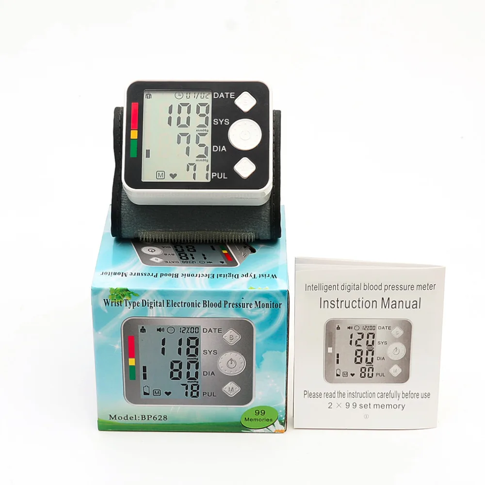 High-Quality-BP628-Wrist-LCD-Blood-Pressure-Monitor-Meter-Sphygmomanometer-Cuff-NonVoice