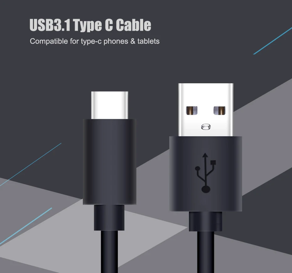 USB 3,1 Тип C кабель USB type-C функцией быстрой зарядки Тип кабеля type-C 3,1 зарядный usb-шнур для samsung S9 S8 S7 Note 8 Xiaomi Mi5 Mi6 кабель для передачи данных