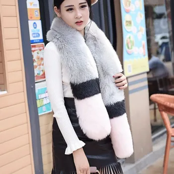 

LANMREM 2020 Spring New Casual Fashion Temperament Women Loose Plus Contrast Color Stitching Plush Scarf TC593