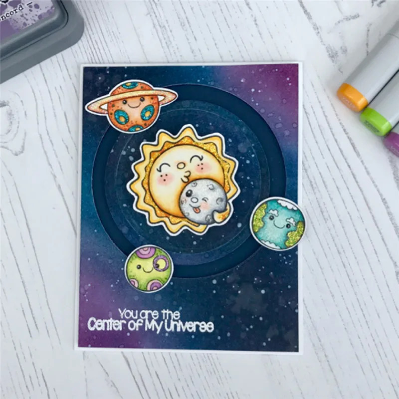 

GJCrafts Moon Dies Center of The Universe Metal Cutting Dies and Stamps Stencils for DIY Scrapbook Card Decorative Craft 2019