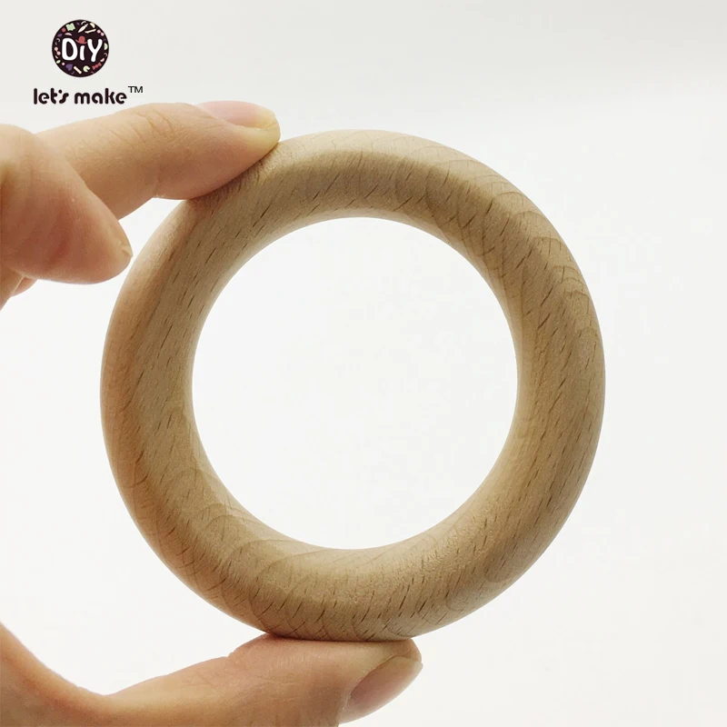 

Let's Make Wooden Teether Bracelet Beech Ring 80mm Baby Toy Necklace Bracelet Eco-friendly Unfinished Wood Teething Ring