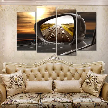 

No Frame 4 Pieces Drop Shipping Canvas Wall Art Painting for Living Room Nordic Car Landscape Cuadros Decoracion Home Decor