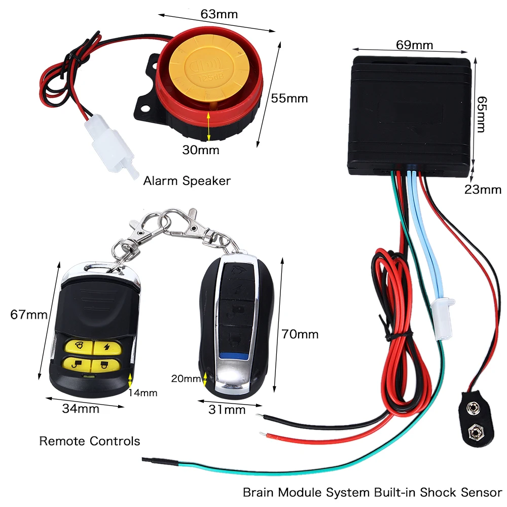 125db Alarm Speaker Remote Key Motorcycle Bike Alarm